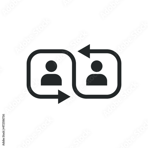 Personel change. Switch user, people rotation line icon isolated on white background. Vector illustration