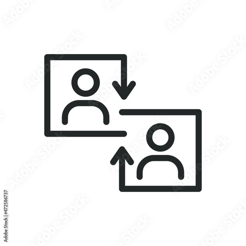 Personel change. Switch user, people rotation line icon isolated on white background. Vector illustration