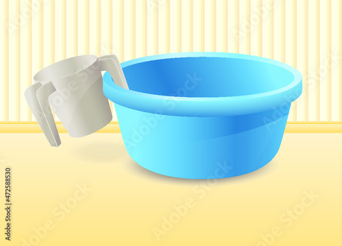 A bowl with a burden for washing hands in the morning