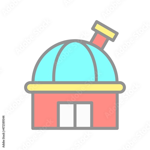 Observatory Line Filled Light Vector Icon Design