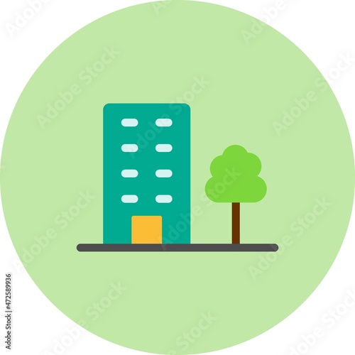 Building Line Bubble Gradient Vector Icon Design