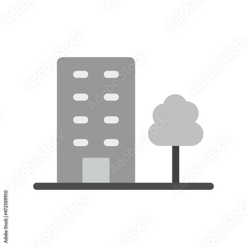 Building Flat Gray Circle Vector Icon Design