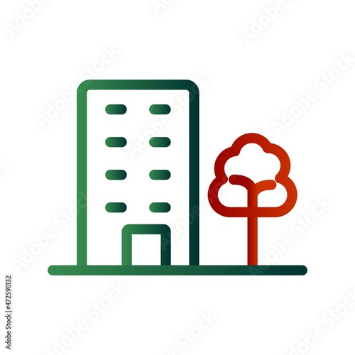  Building Line Gradient Vector Icon Design