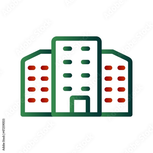 Building Line Gradient Vector Icon Design