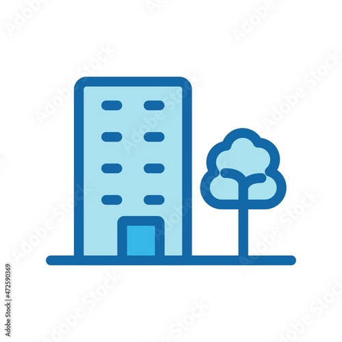 Building Line Filled Blue Vector Icon Design