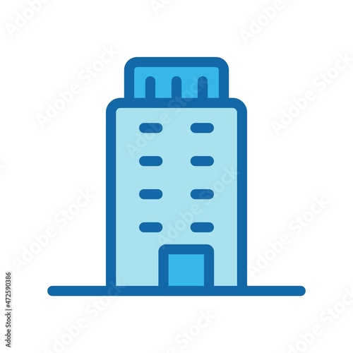 Building Line Filled Blue Vector Icon Design