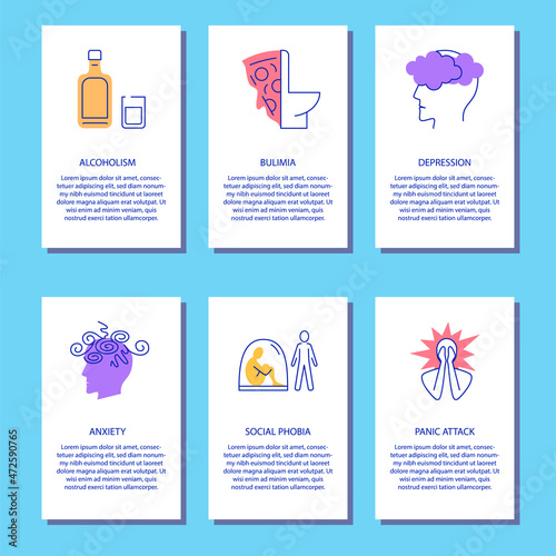Mental disorder flyer templates set with place for text