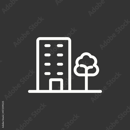 Building Line Inverted Vector Icon Design
