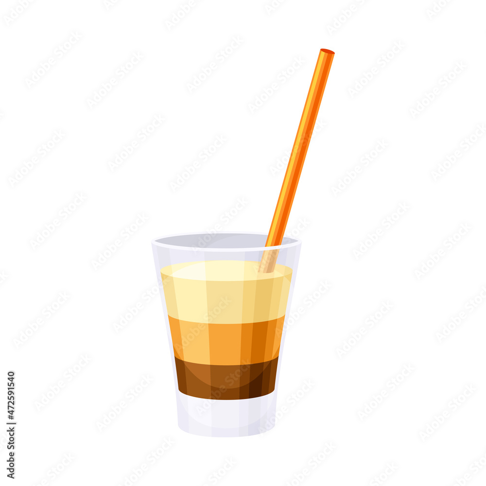 E-52 cocktail with straw. Alcoholic beverage vector illustration E-52 cocktail with straw. Alcoholic beverage vector illustration