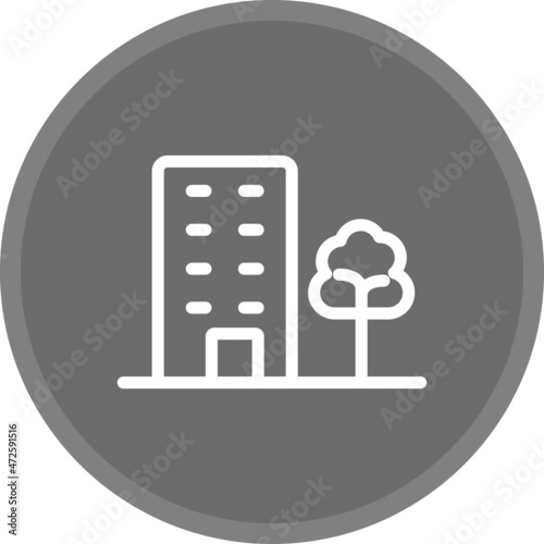 Building Line Circle Grey Vector Icon Design