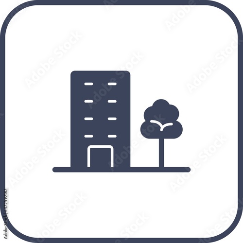 Building Glyph Round Corner Vector Icon Design