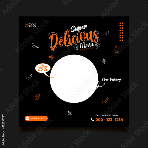 Set of food social media templates. Usable for food flyers, food banners, templates, promo, today food menu. With editable element