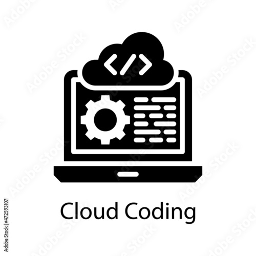Cloud Coding vector Solid Icon Design illustration. Web And Mobile Application Symbol on White background EPS 10 File