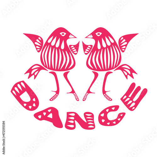 Vector illustration of a dancing birds