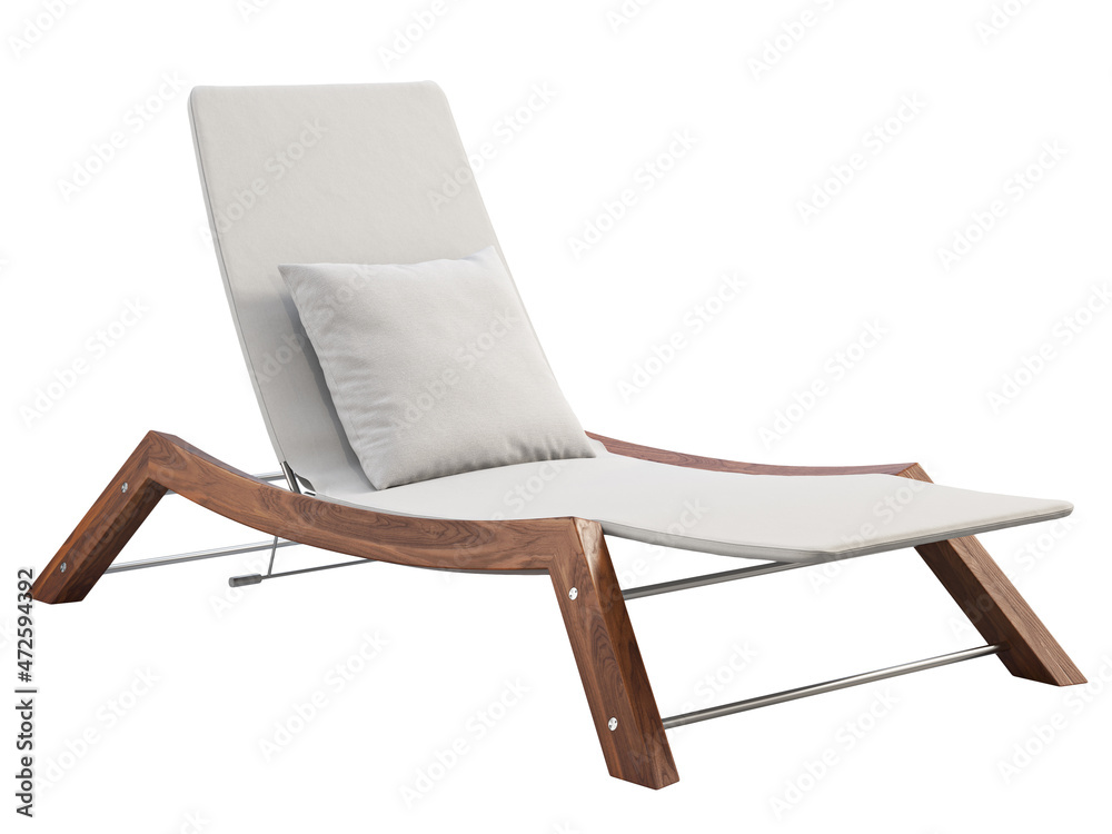Modern chaise lounge with fabric upholstery and wooden base. 3d render Modern chaise lounge with fabric upholstery and wooden base. 3d render