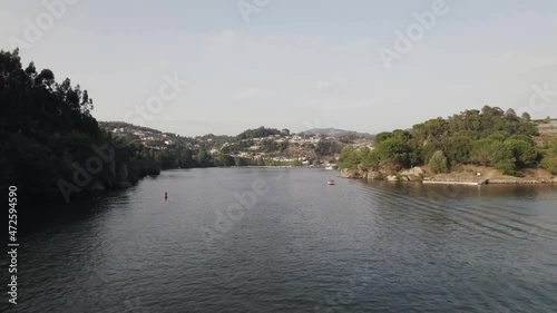 Wallpaper Mural Aerial flying through Picturesque island, On River Landscape, Natural Scenery, Castelo de Paiva Torontodigital.ca