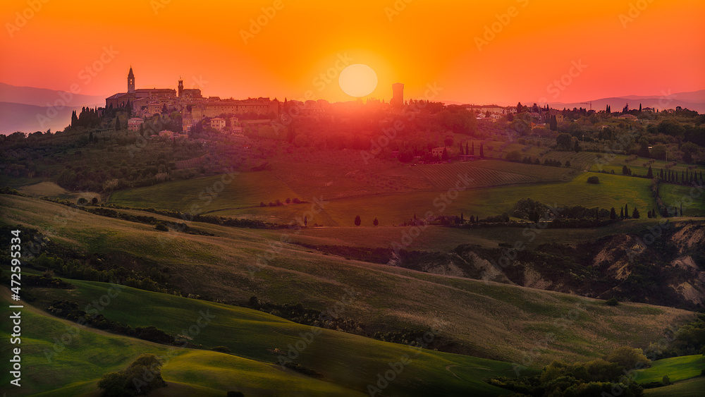 landscape sunset Val d'Orcia Tuscany Italy