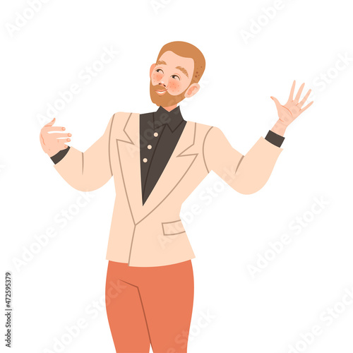 Handsome man in love vector illustration on white background