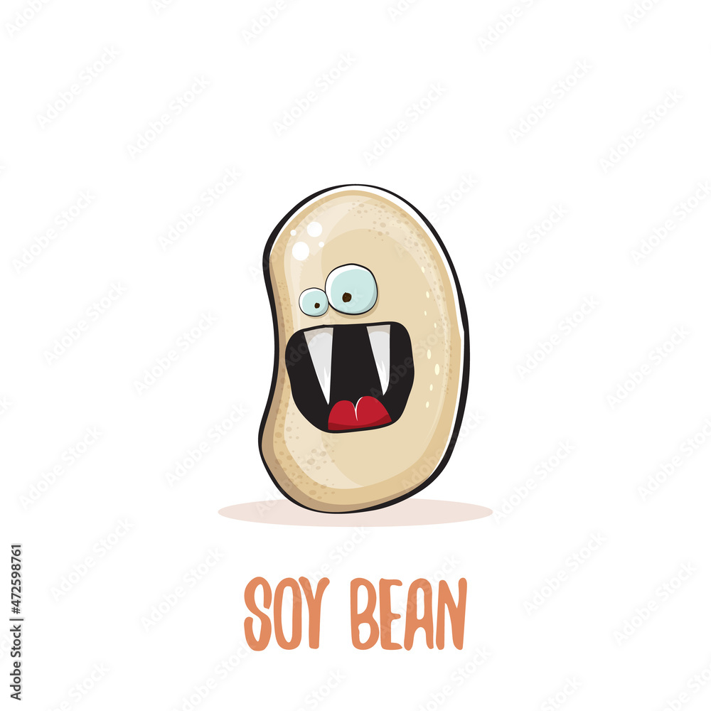 vector funny cartoon cute soybean character isolated on white background. Japan Kawaii soy food funky character. Soybean cartoon illustration vector funny cartoon cute soybean character isolated on white background. Japan Kawaii soy food funky character. Soybean cartoon illustration