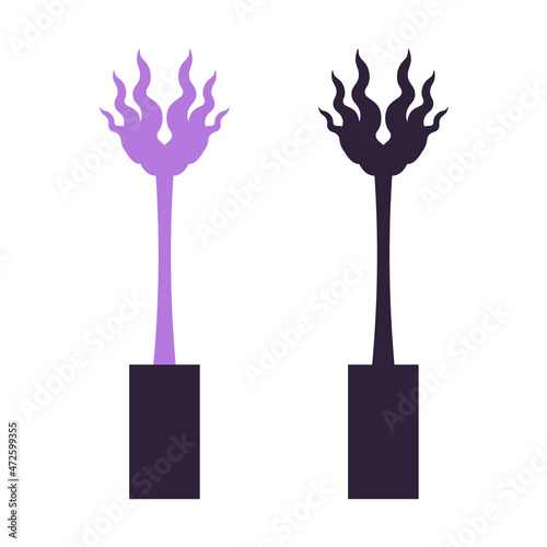 Minimalist Indoor Plant Silhouette - Amazing flat vector illustration of a long purple indoor plant on a pot suitable for clip art, website, app, icon, sign, design assets, and illustration in general