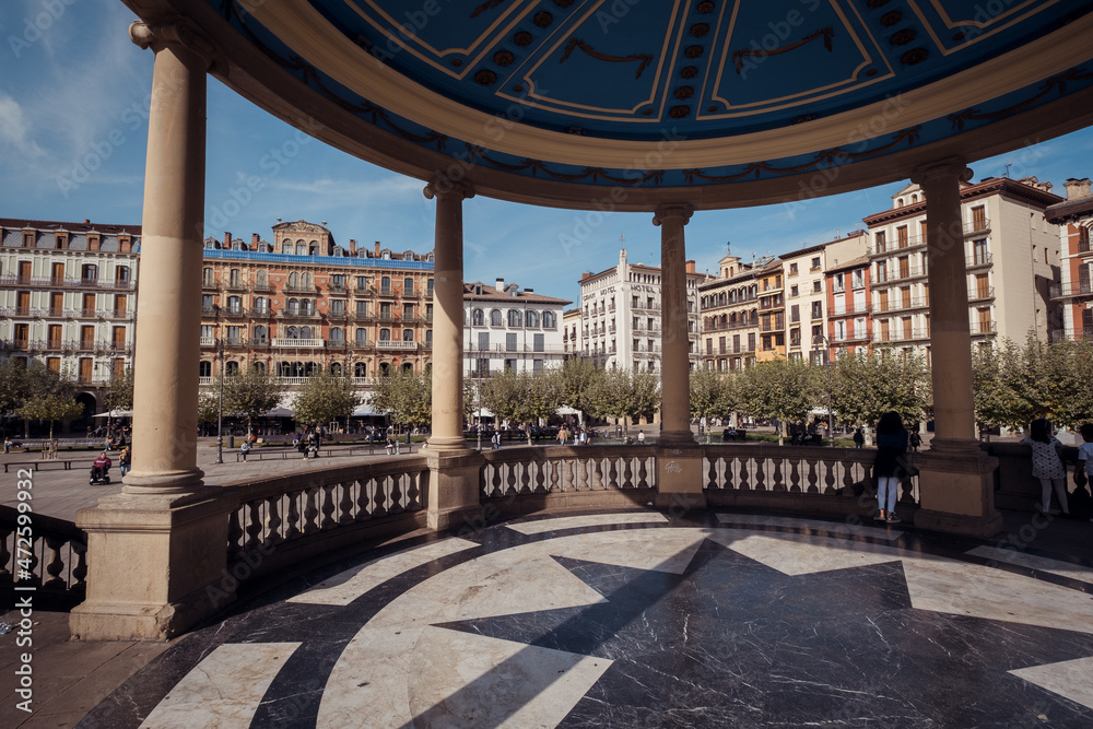 Main square Pamplona, Spain, bandstand