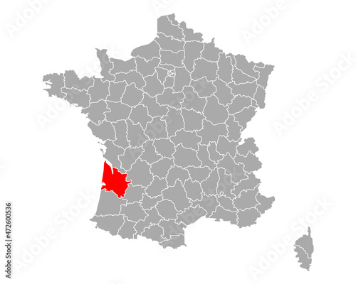 Karte von Gironde in Frankreich