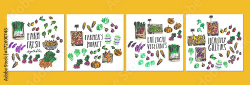 Vegetable market background with lettering