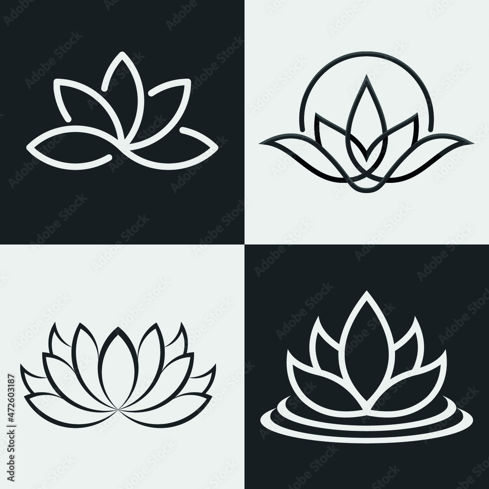Set of lotus flower. Yoga logo, lotus logo Set of lotus flower. Yoga logo, lotus logo