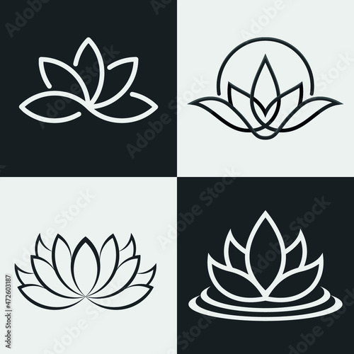 Set of lotus flower. Yoga logo, lotus logo