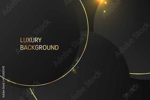 Luxury circles black gold background vector graphic design. Sumptuous deluxe backdrop with circles.