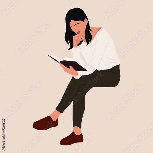 People literature fans with books, vector flat illustration. Students preparing to exam, isolated on background. Person book lovers and readers.