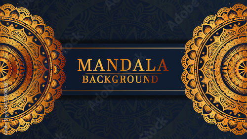 Luxury background with mandala and pattern gold for wedding invitation