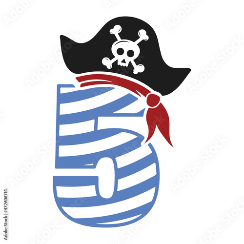 Pirates Birthday Number 5 Monogram design Pirates  five 
