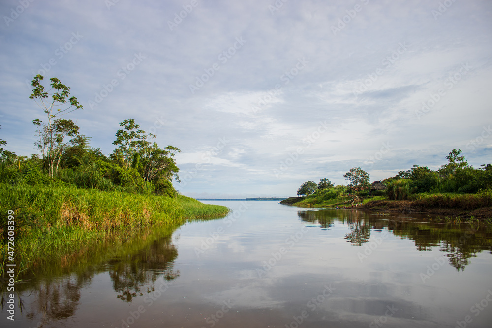 Fototapeta premium Exit from the Tahuayo river to the great Amazon river