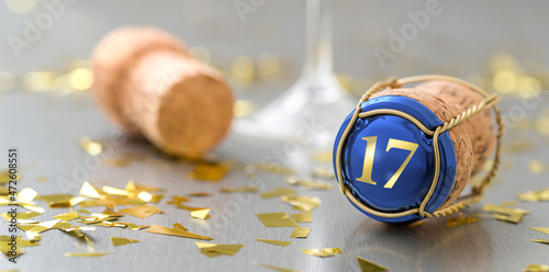 Canvas Print Champagne cap with the Number 17