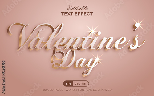 Valentine's day text effect gold luxury style. Editable text effect.