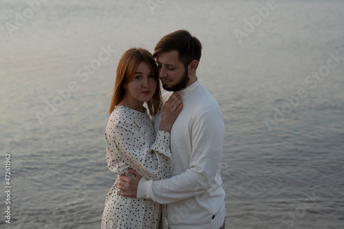 Kaliningrad, Russia. Young couple in love on the seaside
