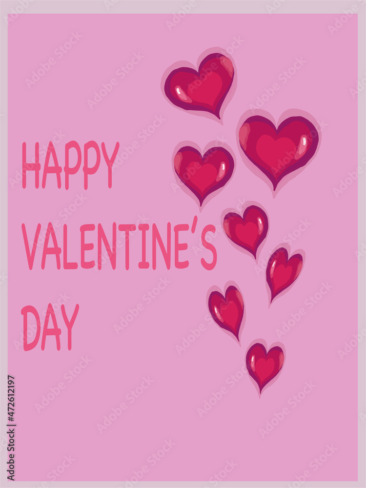 Valentine's Day greeting card. Red hearts.