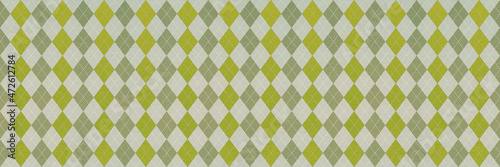 Green background with argyle motif. Retro style. Watercolor on paper texture.  photo