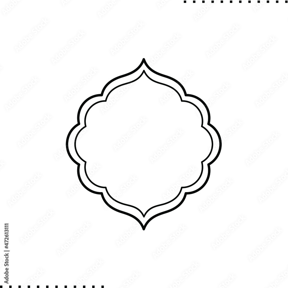 Calligraphic simple border in Arabian style, isolated vector icon for labels