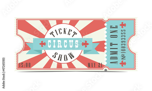 Circus ticket in red and blue