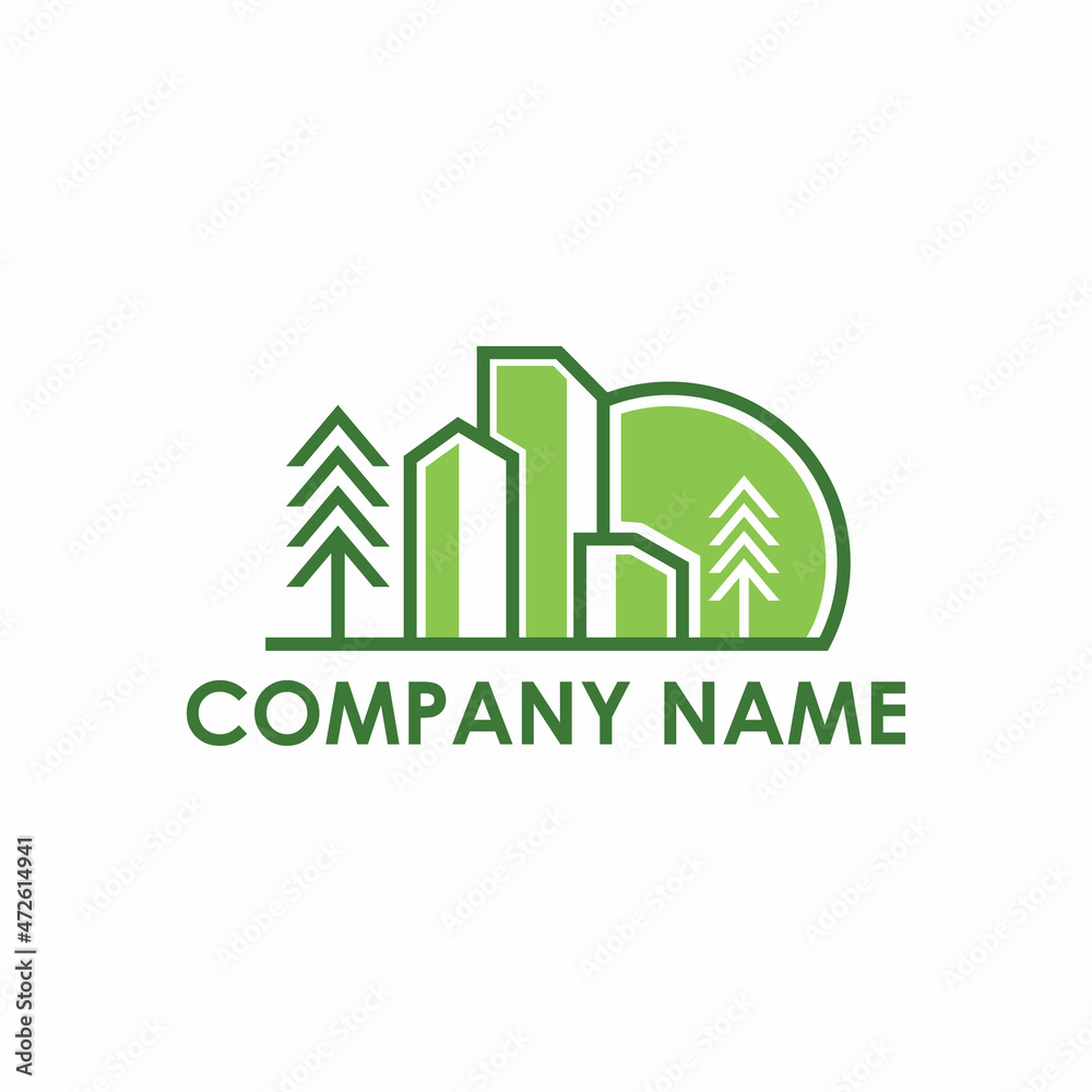 Building Illustration For Company Logo Design Template