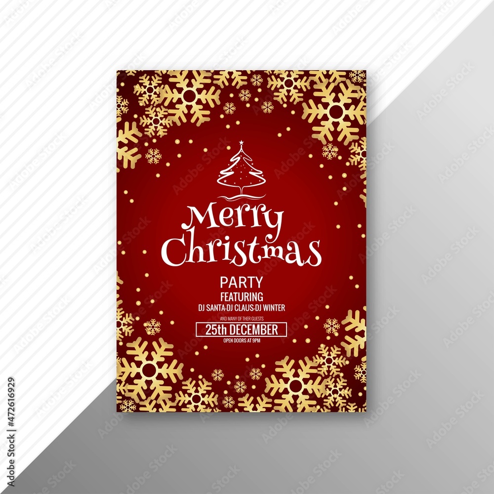 Merry Christmas greeting card brochure template design