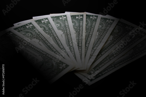 american  dollar isolate on black background