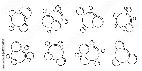 Bubbles icon. Foam line icon. Vector illustration. Set linear icons of bubbles or foam.