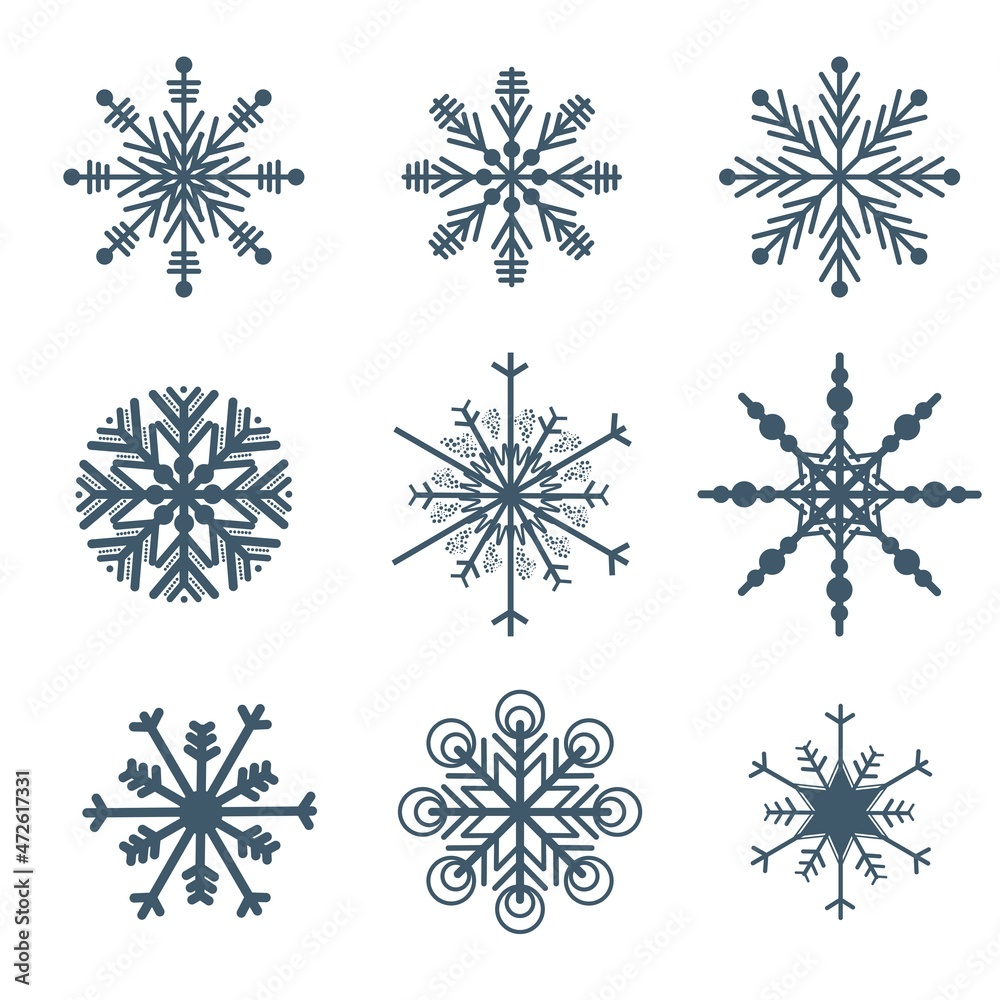 Fototapeta premium Beautiful Snowflakes set elements vector