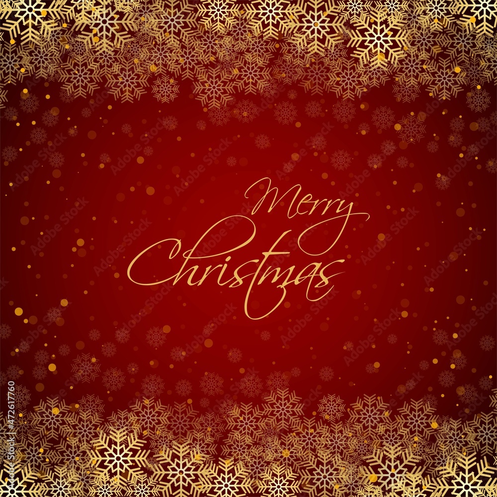 Merry christmas red background with snowflakes vector