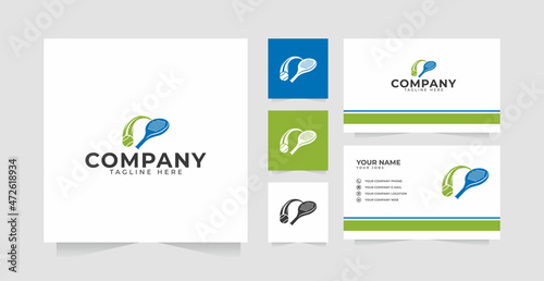 Tennis ball racket logo design inspiration and business card