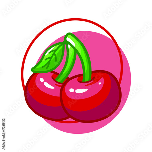 Cherry fruit drawing illustration design (ID: 472619132)