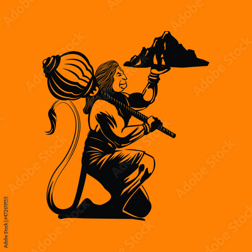 Foto Lord Hanuman vector art, creation hanuman jayanti special,  Hanuman Jayanti festival of India and Happy Dussehra celebration